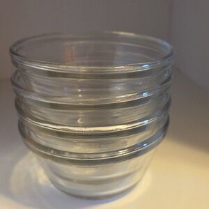 Set of 4 Anchor Hocking Fire King Clear Glass 5oz Bowls Prep / Custard Cups